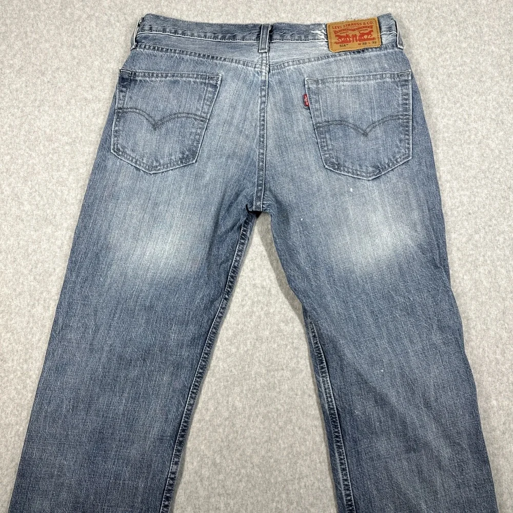 Levi's 514‎ Straight Fit Jeans Men's 32x32 Light Wash Denim Fade Paint Splatter